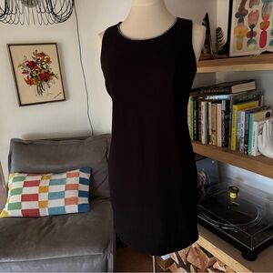 Vintage Cocktail 90’s rhinestone neck Quadra Black Sleeveless Sheath Mini Dress